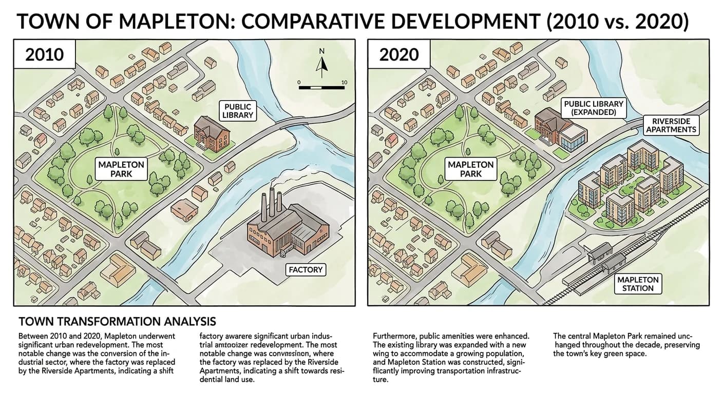A town map, before and after