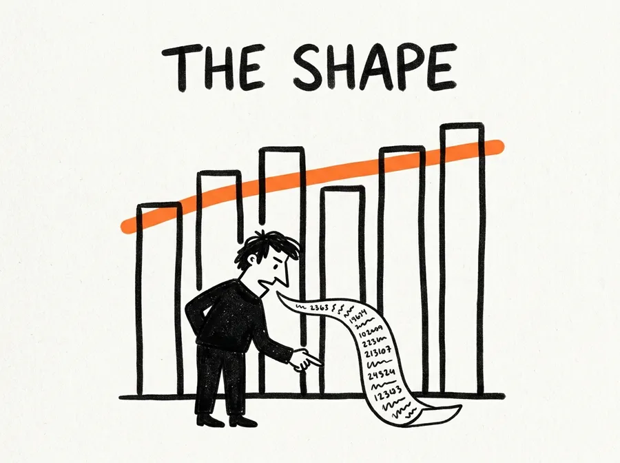 A figure reading out every bar of a chart, missing the trend line.