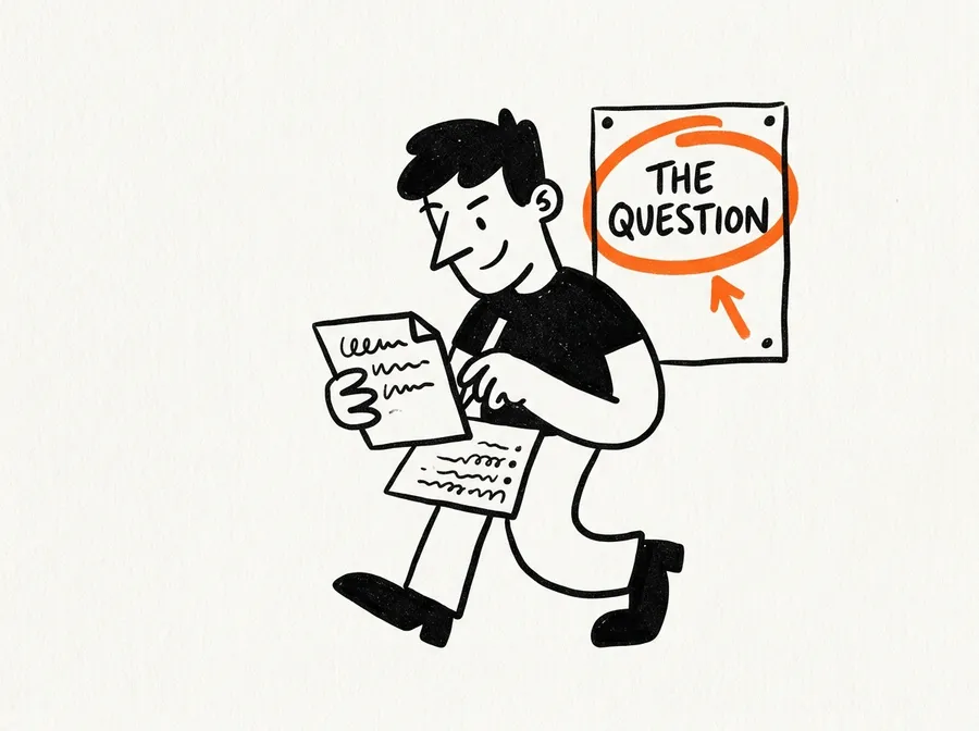 A figure copying a memorised template, ignoring the actual question.